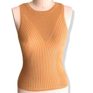 🌻 Express Mustard Ribbed Knit Sweater Tank | Marigold Yellow | Size L | EUC